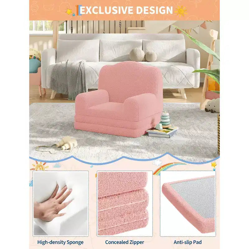 Canapé et fauteuil pour enfants 2-en-1 – Sofa en mousse pliable pour tout-petits