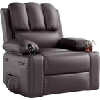 Fauteuil inclinable pivotant à bascule de 56 cm, inclinable paresseux en cuir PU avec éponge 1,5X, porte-gobelet et poches latérales, pivotant à 360° pour salon, chambre à coucher, chambre d'enfant