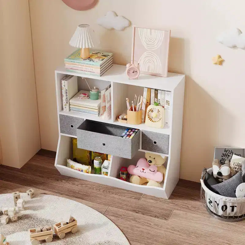 Étagère pour enfants, coffre à jouets de rangement à 3 niveaux, coffre de rangement multifonctionnel pour chambre d'enfant, chambre à coucher, école