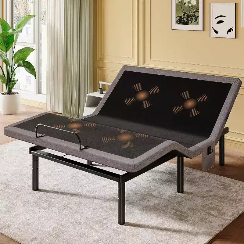 Cadre de lit réglable Queen Size avec massage, dégagement zéro et mode zéro gravité, lit électrique avec inclinaison tête et pieds, télécommande sans fil