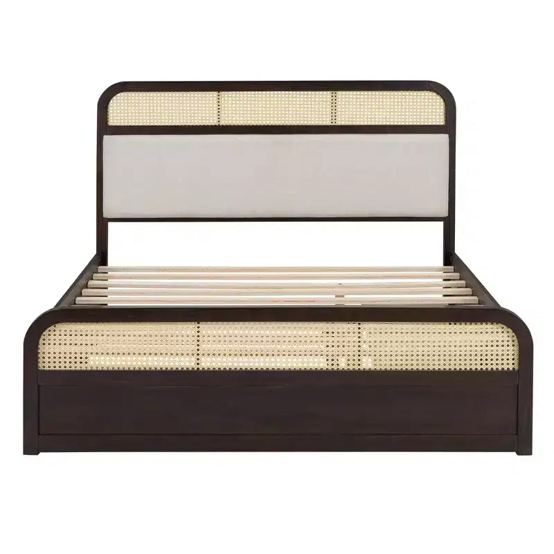 Lit plateforme en bois Whisen, format grand lit, avec lit gigogne et 2 tiroirs