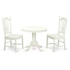 HomeStock Belmont - Ensemble table de cuisine et 2 chaises de salle à manger, blanc lin.