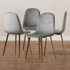 Lot de 4 chaises de salle à manger en métal et velours Elyse - Baxton Studio