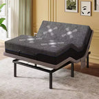Cadre de lit réglable Queen Size avec massage, dégagement zéro et mode zéro gravité, lit électrique avec inclinaison tête et pieds, télécommande sans fil