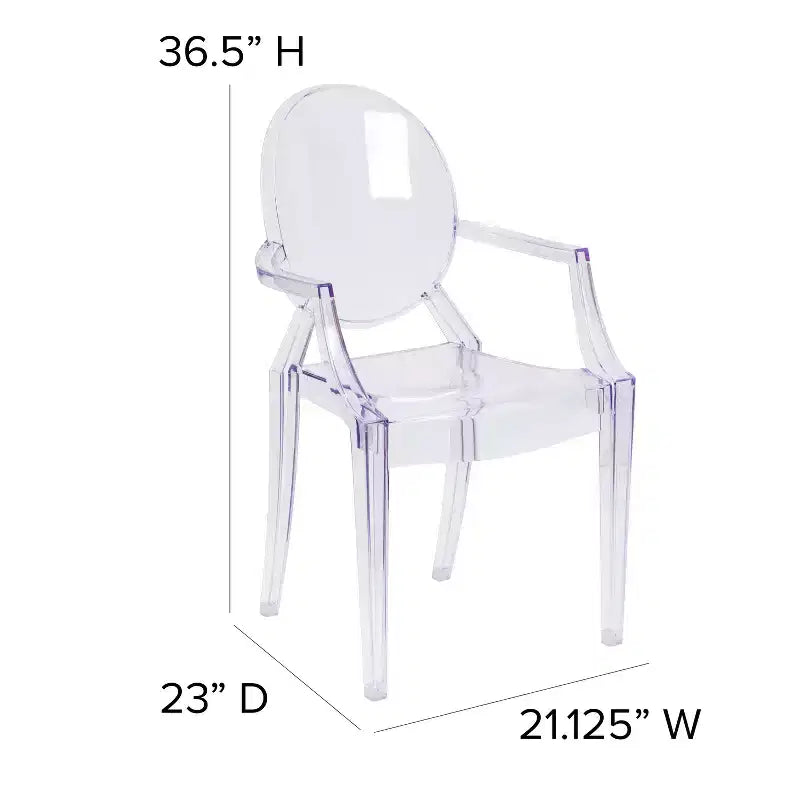 Chaise fantôme Flash Furniture avec accoudoirs en cristal transparent