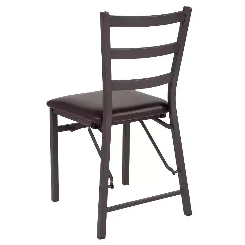 Chaise en métal pliante avec dossier en échelle et siège en vinyle marron de la série HERCULES de Flash Furniture