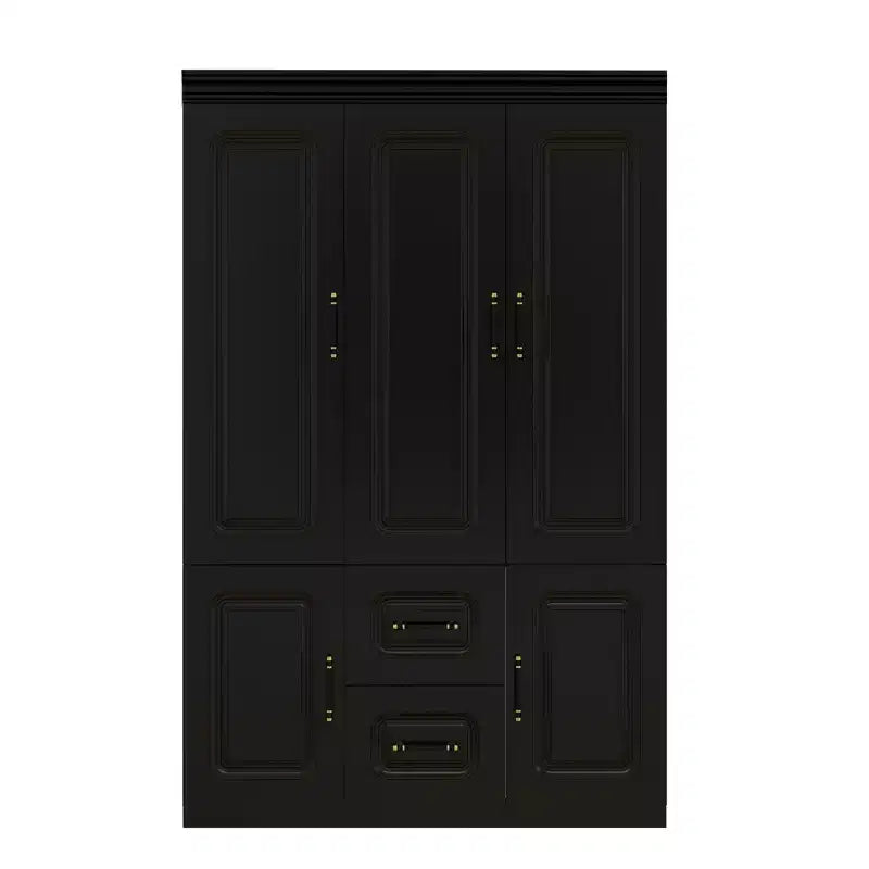 Armoire Keloyid en bois noir de 120 cm avec 2 tiroirs et 5 portes