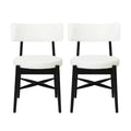 Christopher Knight Home Lumen Chaises de salle à manger modernes en bois d'hévéa et mélange de lin (lot de 2)