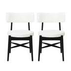 Christopher Knight Home Lumen Chaises de salle à manger modernes en bois d'hévéa et mélange de lin (lot de 2)