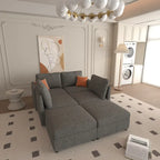 Canapé d'angle modulable 4 places en U gris 123 avec poufs de rangement