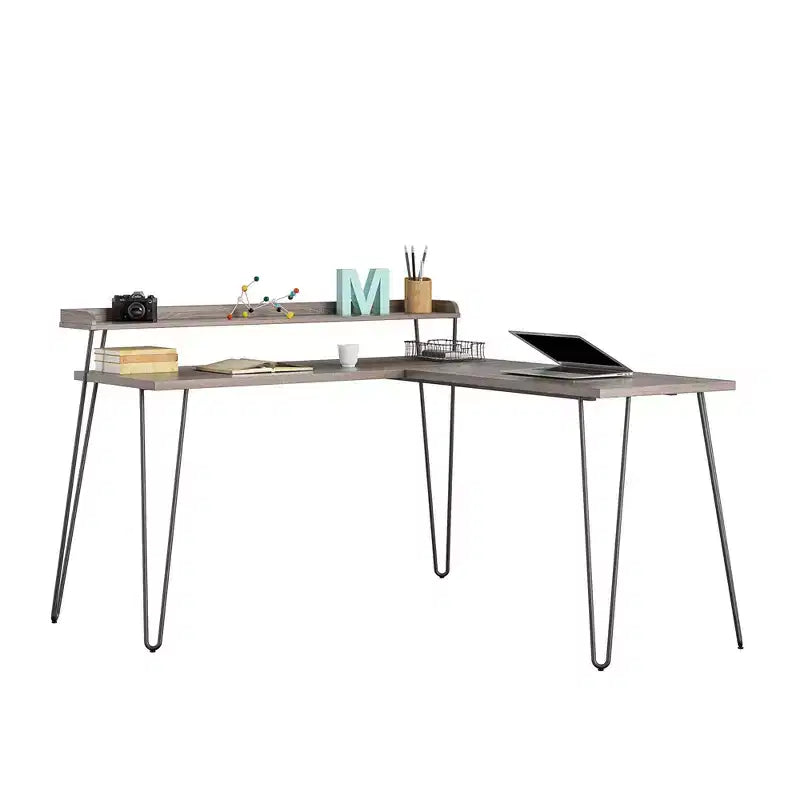 Bureau en L Ameriwood Home Haven avec étagère surélevée