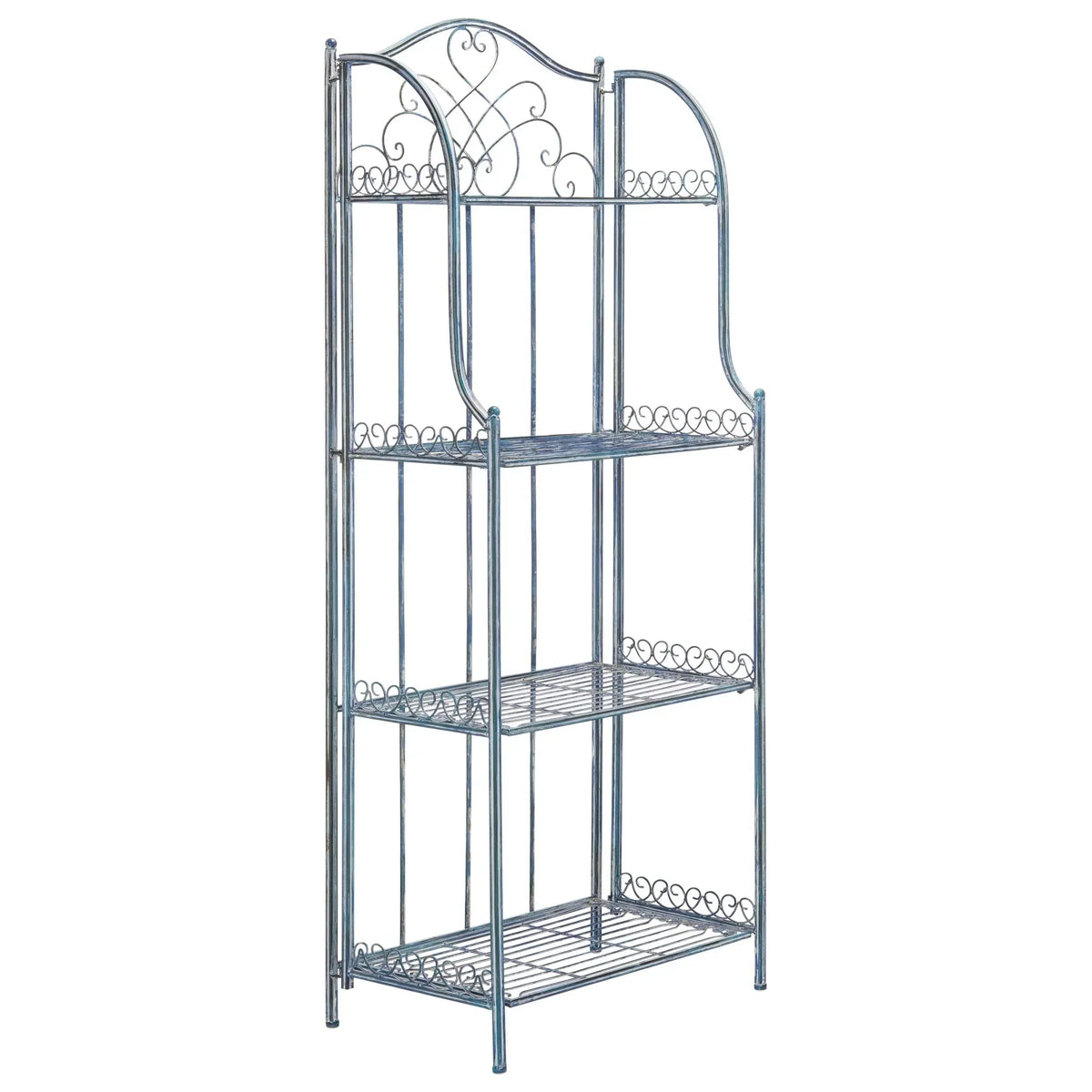SAFAVIEH Bryn Étagère de boulanger d'extérieur victorienne en fer forgé à 4 niveaux - 63,5 cm l x 38,1 cm P x 160 cm H - 25L x 15P x 63H