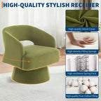 Fauteuil pivotant - Fauteuil moderne rembourré avec dossier rayé et rembourrage moelleux, chaise longue ronde pour salon, chambre à coucher (1 pièce)