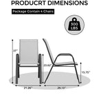 Lot de 4 chaises de terrasse GustoWave, chaises de salle à manger empilables d'extérieur toutes saisons, meubles de jardin respirants pour le jardin