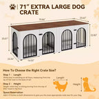 71 Meubles de cage pour chien - Niche double avec séparateur, niche en bois et meuble TV pour grands chiens