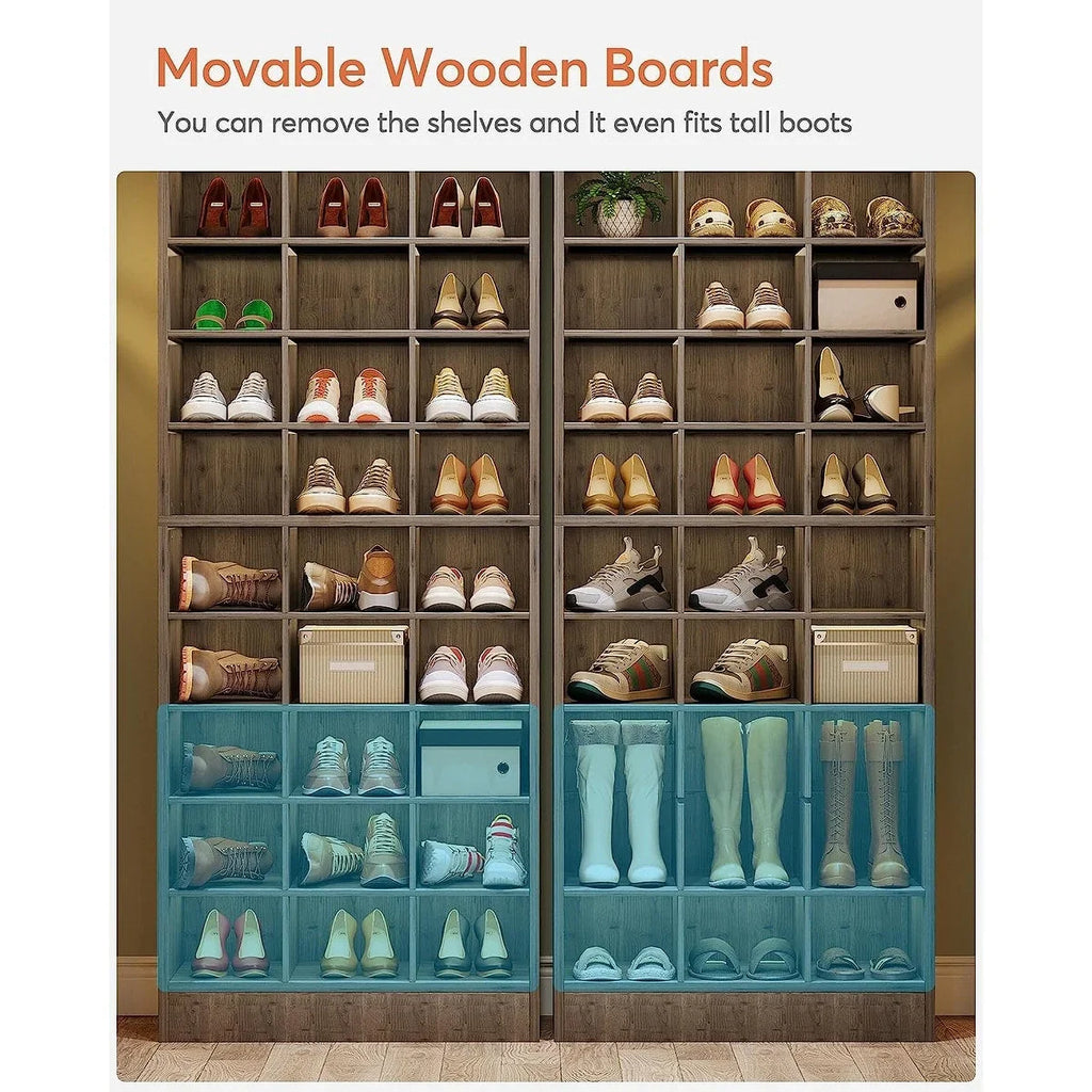 Meuble à chaussures haut 30 paires, étagère de rangement à chaussures en bois blanc 10 niveaux pour placard, entrée - 10 niveaux