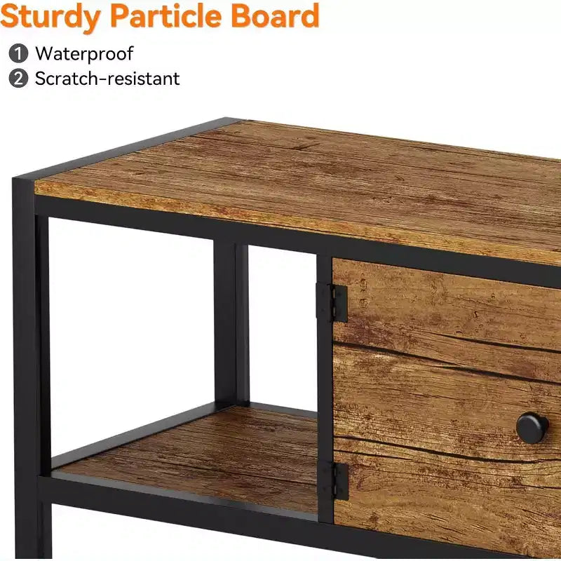 Meuble TV marron rustique de 65 pouces, meuble de style rustique avec rangement pour téléviseurs jusqu'à 75 pouces, idéal pour le salon