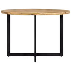vidaXL Table de salle à manger en bois de manguier avec piètement en fer thermolaqué - Table polyvalente style rétro, diamètre 110 cm