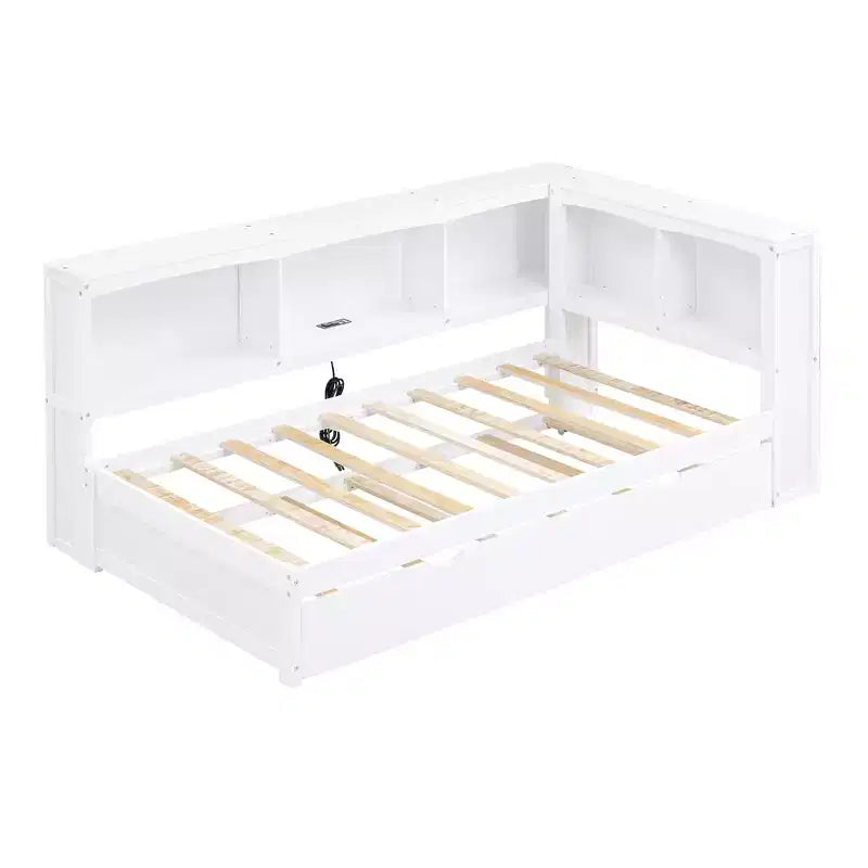 Lit de repos double Whisen Morden Design avec lit gigogne, armoires de rangement et ports USB