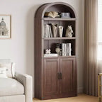 Bibliothèque avec portes Étagère cintrée 182 cm de haut Bibliothèque de style rustique avec étagères Bibliothèques en bois pour la maison, le bureau, le salon