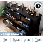 Commode à 7 tiroirs COZONY de 137 cm de large pour chambre à coucher, commode moderne avec rangement profond, organisateur de vêtements pour salon, couloir