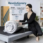 Base réglable Renanim SF avec matelas hybride 12, massage, USB, éclairage sous le lit, application, inclinaison tête et pieds
