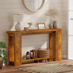 Table Console Style Ferme HOMCOM, Table d'Entrée Étroite de 63 po avec Étagère de Rangement et Plateau Épaissi pour Salon, Couloir