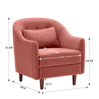 28,34 W Lot de 2 fauteuils d'appoint, fauteuil barillet en velours avec pieds en bois massif