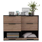 Commode de chambre à 3 tiroirs Okak Modern Design avec pieds épingle en métal, armoire de rangement en bois, commode pour chambre à coucher, entrée