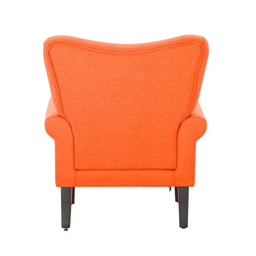 Fauteuil d'appoint moderne Erommy, fauteuil à dossier haut, canapé simple en tissu rembourré avec boutons et pieds en bois pour salon