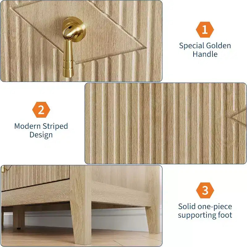 Acekool Commode cannelée à 6 tiroirs de 120 cm, Meuble de rangement moderne pour chambre à coucher, salon