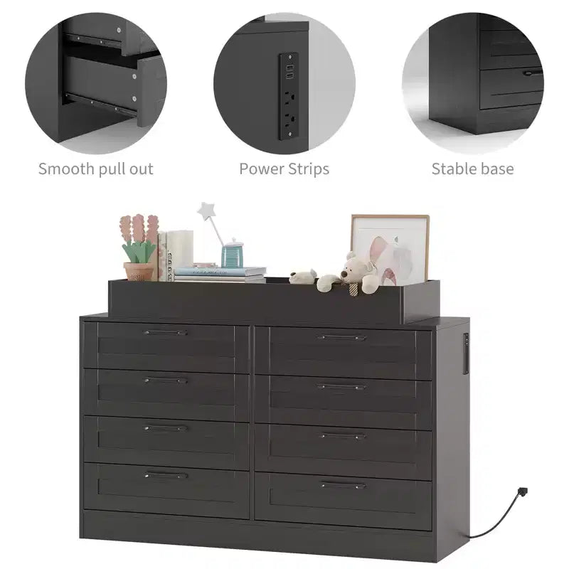Commode Zstar 5 tiroirs pour Chambre, Commode verticale de 105 cm de haut avec Rangement Autonome, Coffre de Rangement en Bois pour Salon, Blanc