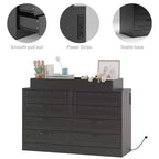 Commode Zstar 5 tiroirs pour Chambre, Commode verticale de 105 cm de haut avec Rangement Autonome, Coffre de Rangement en Bois pour Salon, Blanc