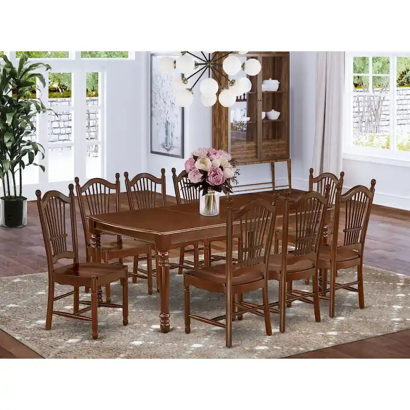 East West Furniture – Ensemble de salle à manger moderne – une table rectangulaire en bois et des chaises de salle à manger, acajou (Option de pièces)