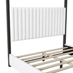 Lit plateforme à baldaquin moderne grand format Luxystar avec tête de lit rembourrée, noir
