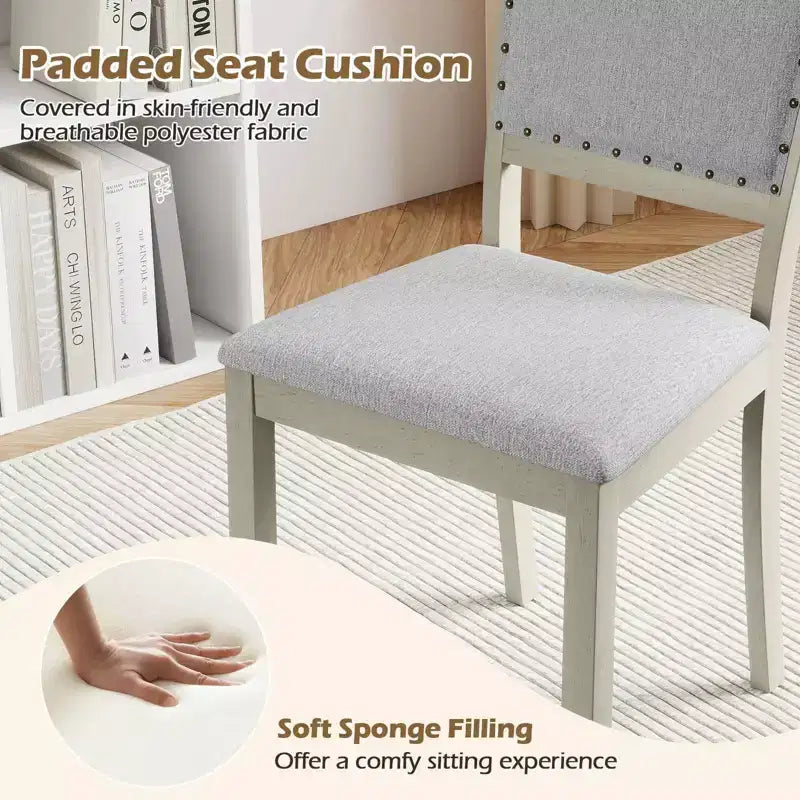 Costway Lot de 2/4 chaises de salle à manger en tissu, style ferme, pour cuisine