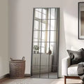 PexFix Miroir de fenêtre industriel sur pied, cadre en fer noir, 30 po L x 69 po H