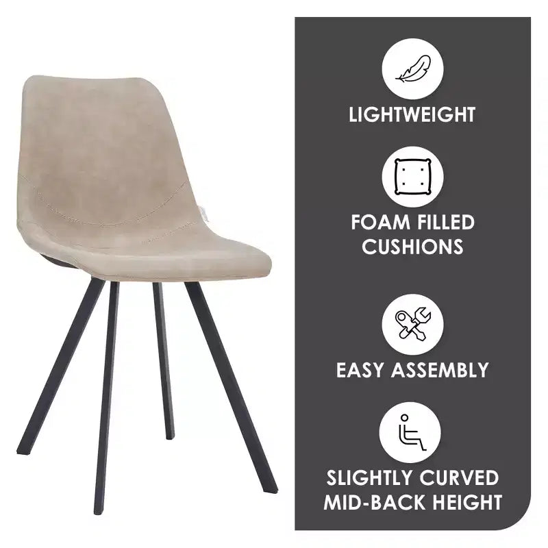 LeisureMod Markley, lot de 4 chaises de salle à manger modernes en cuir avec pieds en métal, assise rembourrée, design élégant pour cuisine, salle à manger, bureau ou salon