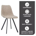 LeisureMod Markley, lot de 4 chaises de salle à manger modernes en cuir avec pieds en métal, assise rembourrée, design élégant pour cuisine, salle à manger, bureau ou salon