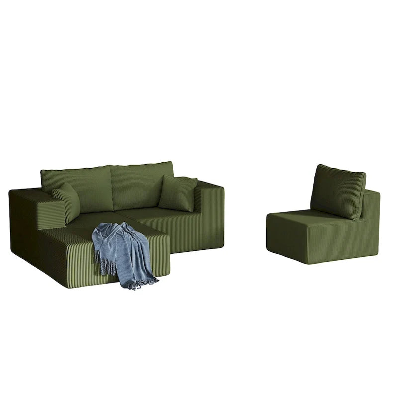 Canapé modulaire d'angle en velours côtelé 108.3 avec méridienne