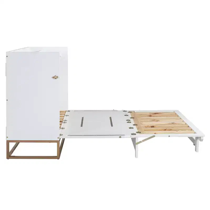 Lit escamotable Queen Size Whisen Modern Design, repliable en armoire avec pieds en fer