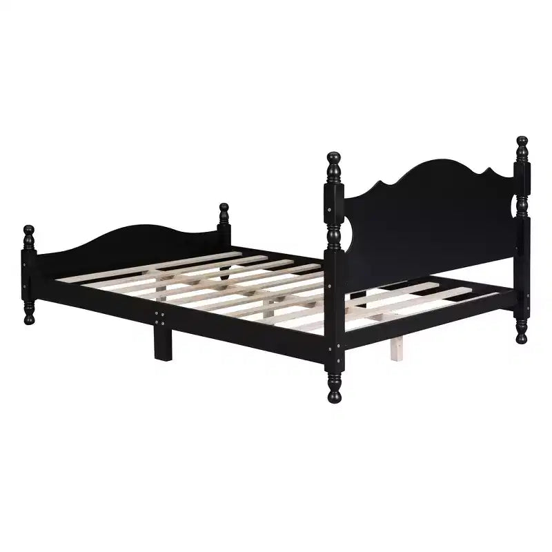 Cadre de lit plateforme en bois Queen Size Whisen, lit plateforme avec support à lattes en bois