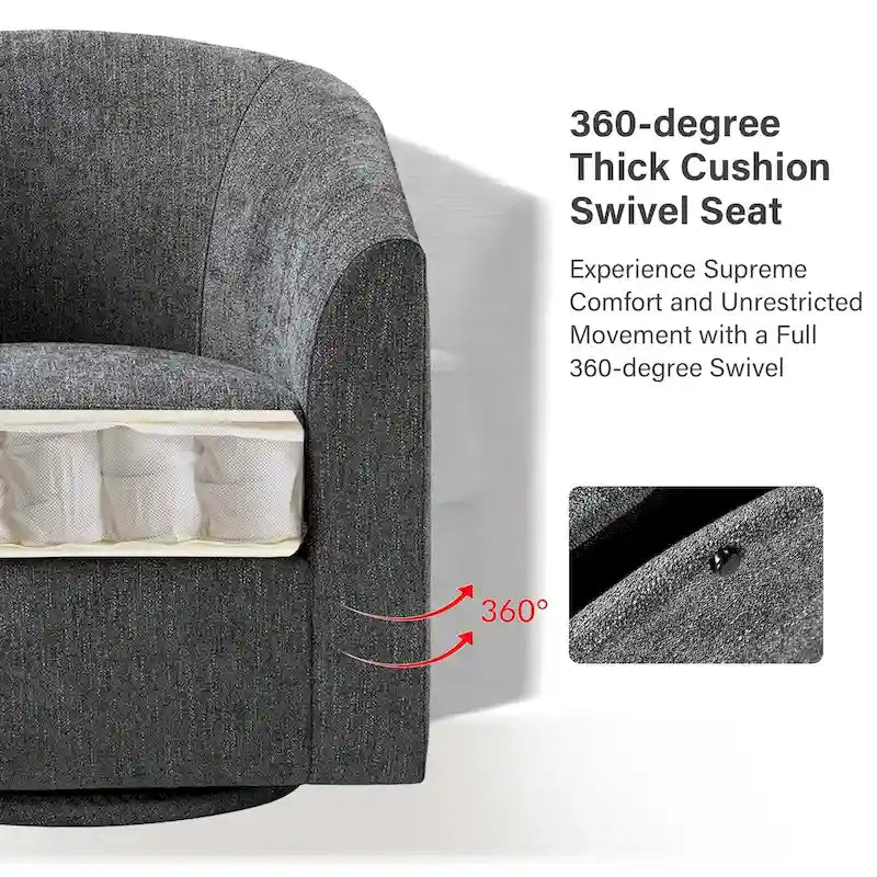 Fauteuil Cuenca moderne en tissu avec piètement pivotant