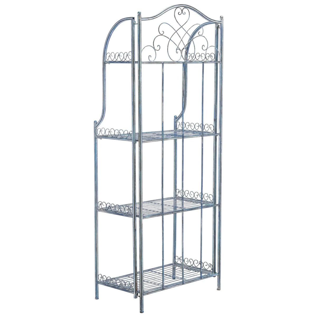 SAFAVIEH Bryn Étagère de boulanger d'extérieur victorienne en fer forgé à 4 niveaux - 63,5 cm l x 38,1 cm P x 160 cm H - 25L x 15P x 63H