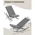 Lot de 2 fauteuils à bascule d'extérieur en rotin tressé résistant aux intempéries avec coussins pour véranda, jardin ou pelouse, marron