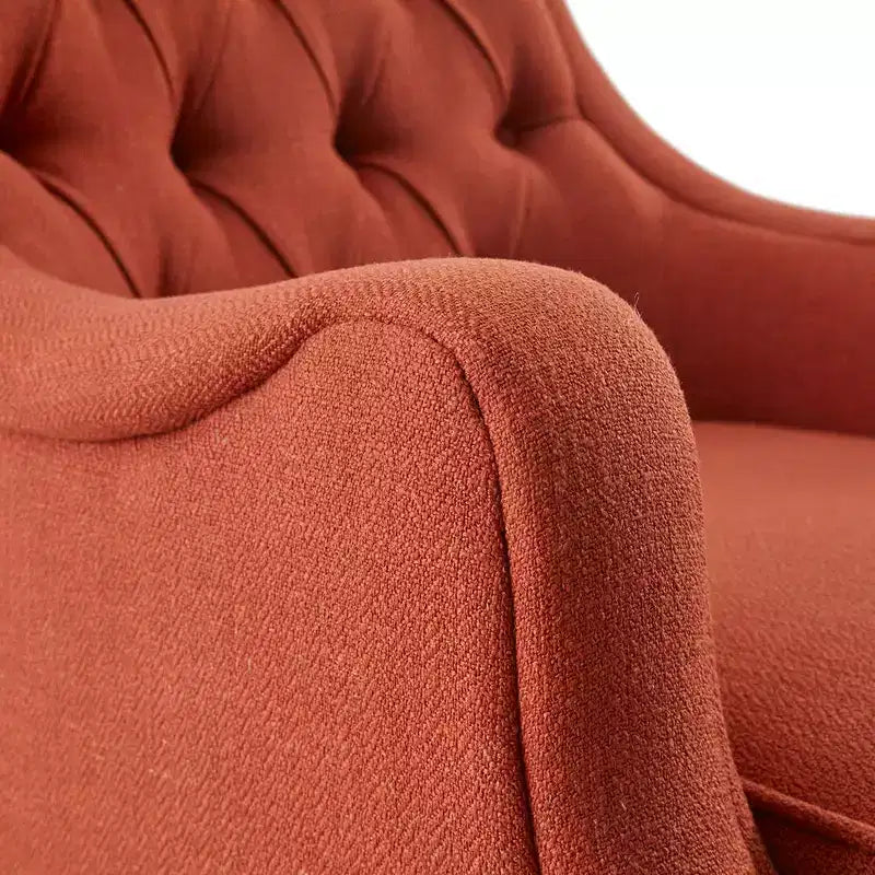 Okak Fauteuil d'appoint contemporain avec boutons capitonnés, coussin rembourré et pieds en bois, pour salon, chambre ou coin lecture