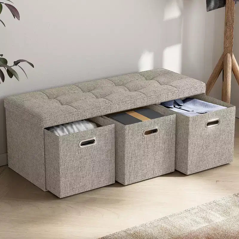 Banc de rangement pliant Ornavo Home de 101,6 cm avec tiroirs, parfait pour le salon, la chambre et l'entrée