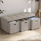 Banc de rangement pliant Ornavo Home de 101,6 cm avec tiroirs, parfait pour le salon, la chambre et l'entrée