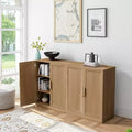 Meuble d'appoint en bois 36x62x16 de couleur naturelle, Organiseur de rangement avec étagères réglables pour cuisine, chambre, entrée, salon, salle à manger
