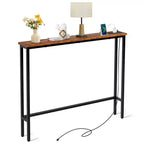 Table d'entrée marron rouille 1 pièce en fer Triamine 100*15*79cm avec prises